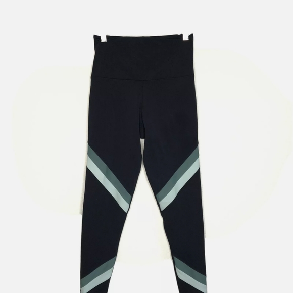 Onzie S/M Black Stripe High Waisted Yoga Leggings - Picture 1 of 3